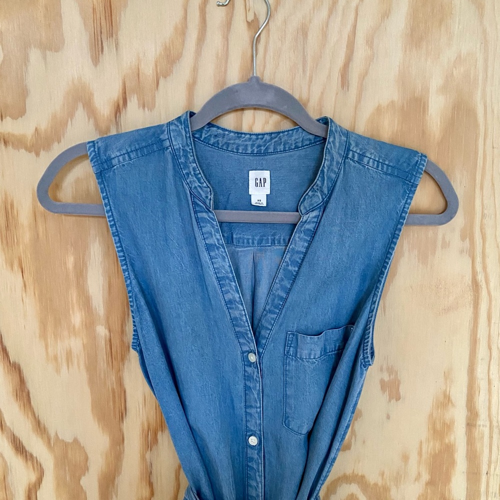 Gap Sleeveless Medium Indigo Midi Shirt Dress